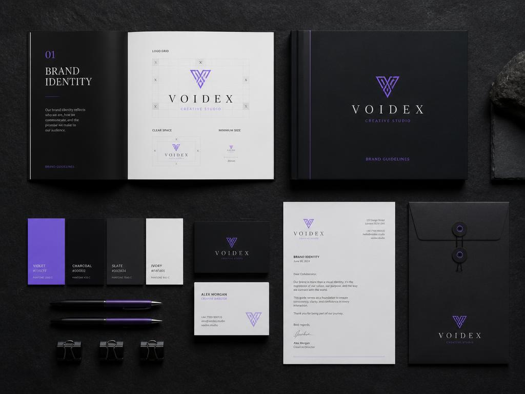 Voidex ব্র্যান্ড আইডেন্টিটি টেমপ্লেটের প্রিভিউ